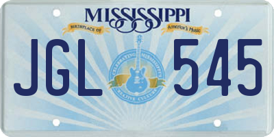 MS license plate JGL545