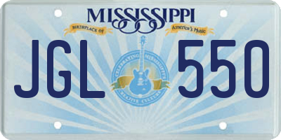MS license plate JGL550
