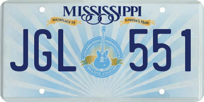 MS license plate JGL551