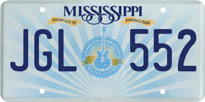 MS license plate JGL552