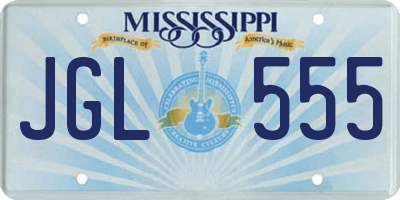 MS license plate JGL555