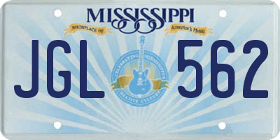 MS license plate JGL562