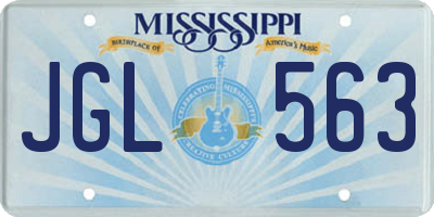 MS license plate JGL563