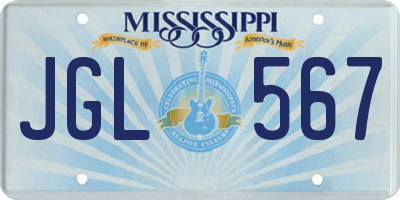 MS license plate JGL567