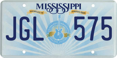 MS license plate JGL575
