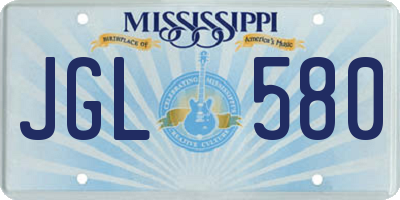 MS license plate JGL580