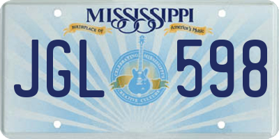 MS license plate JGL598