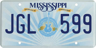 MS license plate JGL599