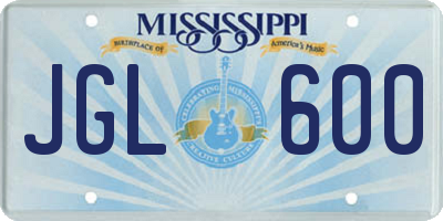 MS license plate JGL600