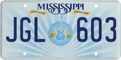 MS license plate JGL603