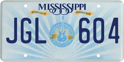 MS license plate JGL604