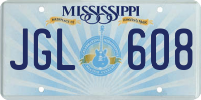 MS license plate JGL608