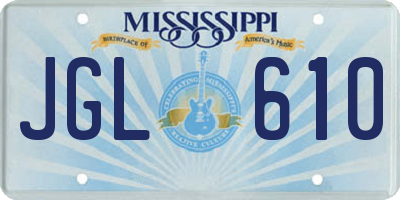 MS license plate JGL610