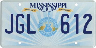 MS license plate JGL612