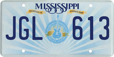 MS license plate JGL613