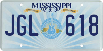 MS license plate JGL618