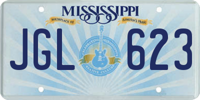 MS license plate JGL623