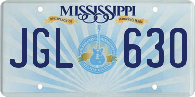 MS license plate JGL630