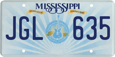 MS license plate JGL635