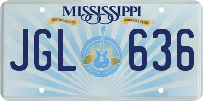 MS license plate JGL636