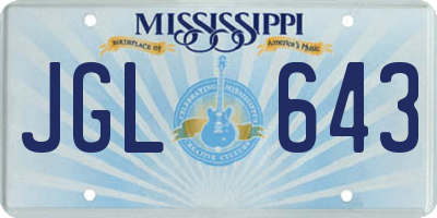 MS license plate JGL643