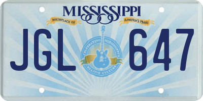 MS license plate JGL647