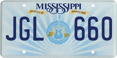 MS license plate JGL660