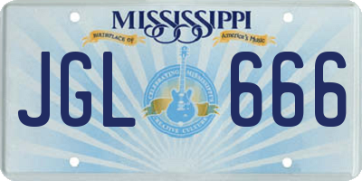MS license plate JGL666