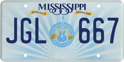 MS license plate JGL667