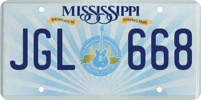 MS license plate JGL668