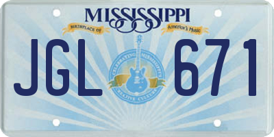 MS license plate JGL671