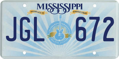 MS license plate JGL672