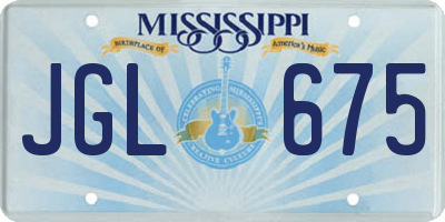 MS license plate JGL675