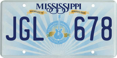 MS license plate JGL678