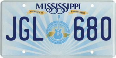 MS license plate JGL680