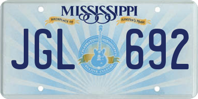MS license plate JGL692