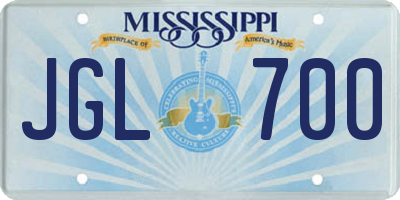 MS license plate JGL700