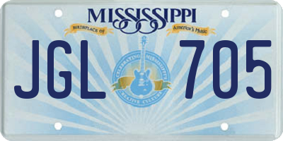 MS license plate JGL705