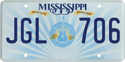 MS license plate JGL706