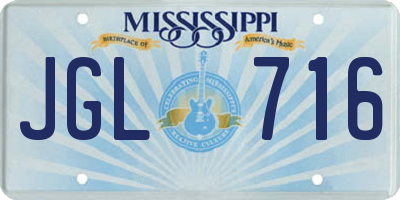 MS license plate JGL716