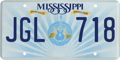 MS license plate JGL718
