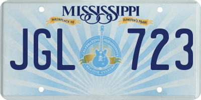 MS license plate JGL723