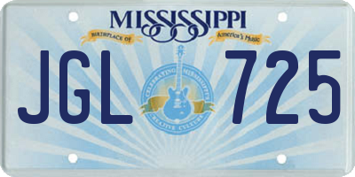 MS license plate JGL725