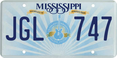 MS license plate JGL747