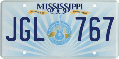 MS license plate JGL767