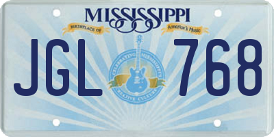 MS license plate JGL768