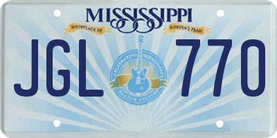 MS license plate JGL770