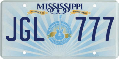 MS license plate JGL777