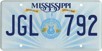 MS license plate JGL792
