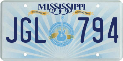 MS license plate JGL794